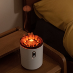 Difuzor Aromatic cu Flăcără Vulcanică – Umidificator USB Portabil cu Lampă de Noapte