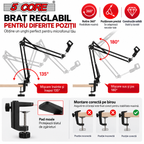 Suport Microfon Boom Arm 5Core – Braț Reglabil pentru Birou, Negru