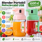 USB Rechargeable Portable Blender – 1500ml, Stainless Steel, for Smoothies, Shakes and Juices