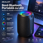 Waterproof Portable Bluetooth Speaker with LED – 15W, Powerful Bass