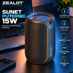 Waterproof Portable Bluetooth Speaker with LED – 15W, Powerful Bass
