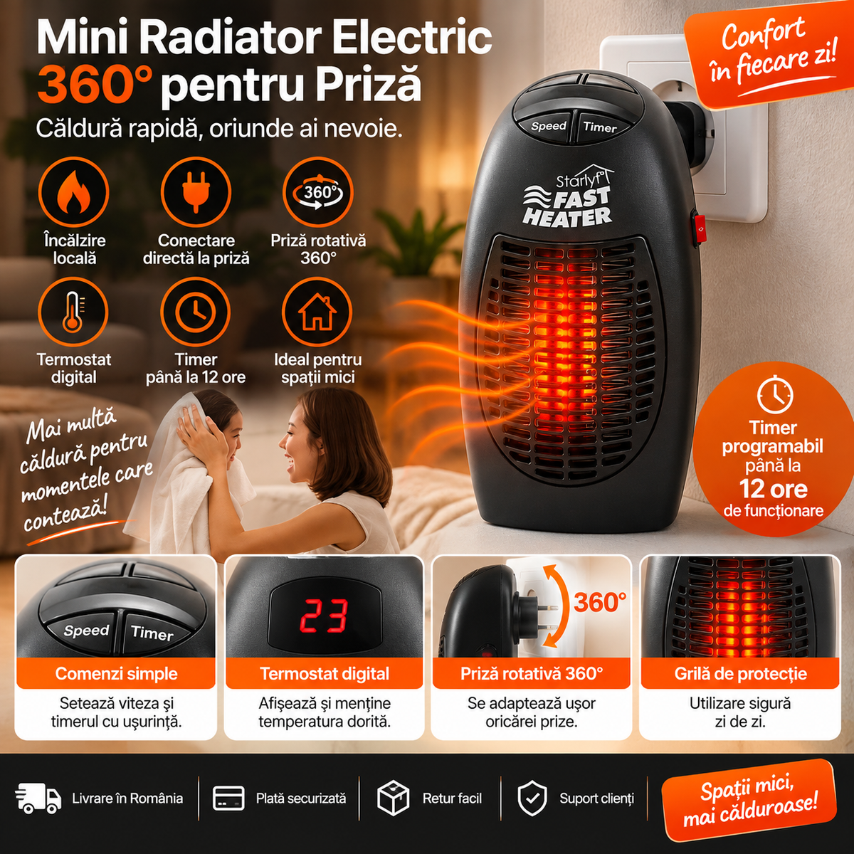 360° Plug-in Mini Electric Heater