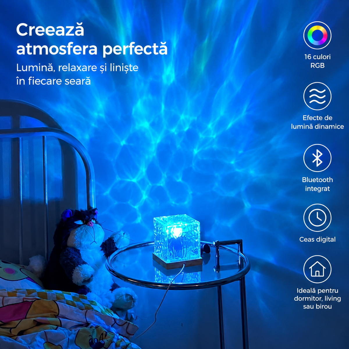 Lampă Meduze 3-în-1 cu Difuzor Bluetooth și Ceas – Decor și Muzică