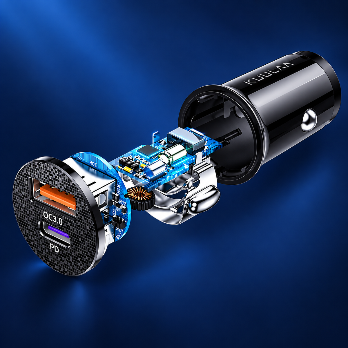 Încărcător Auto USB-C + USB QC3.0, 36W – Încărcare Rapidă