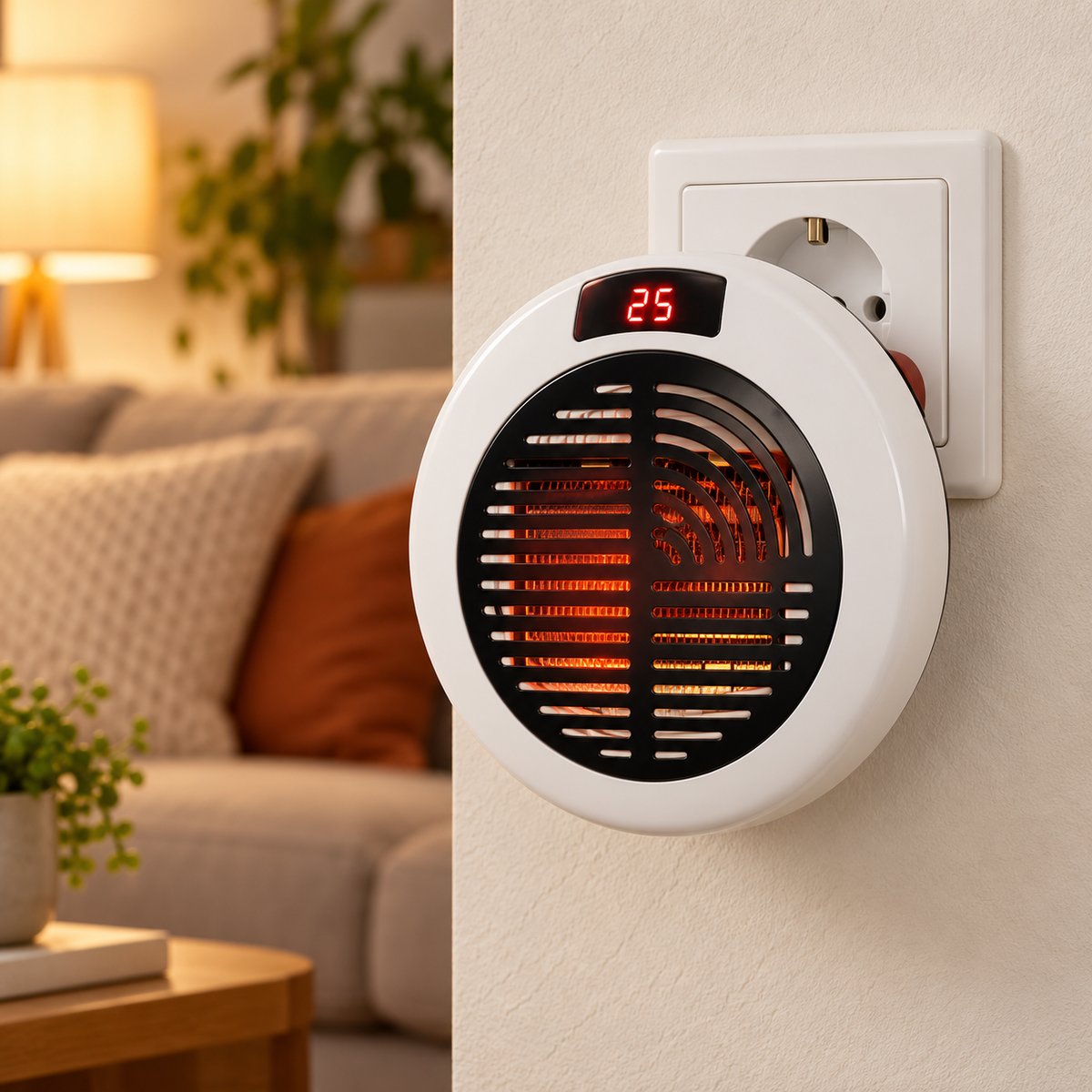 Mini aerotermă electrică cu termostat și telecomandă