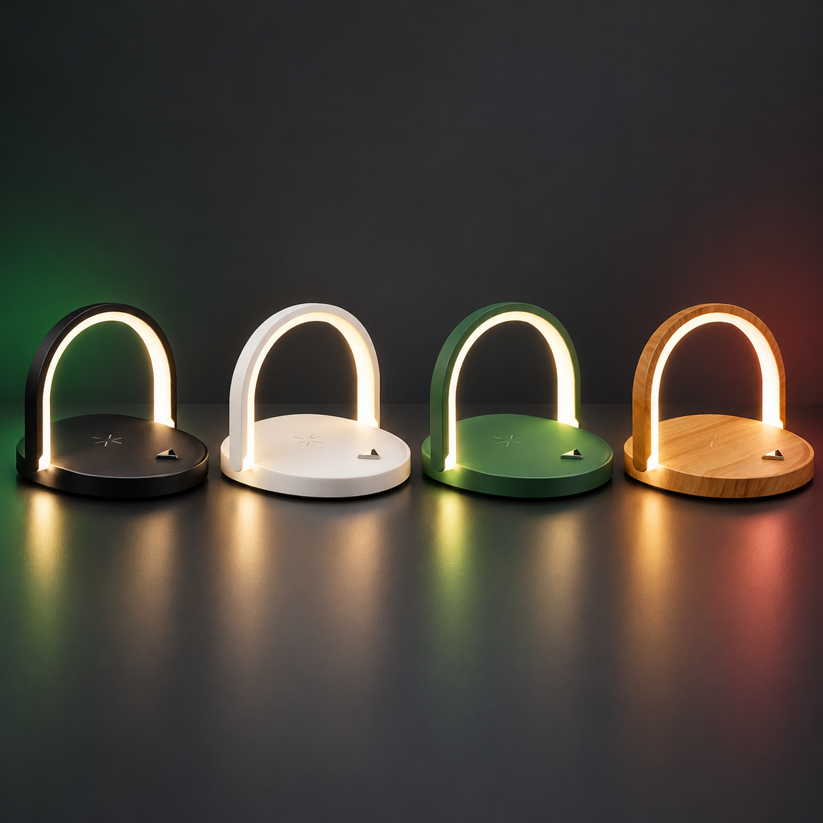 Suport pliabil 3-în-1 cu încărcare wireless și lampă LED