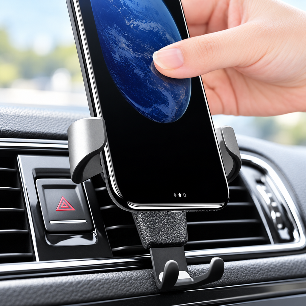 Suport auto pentru telefon cu prindere în grila de ventilație