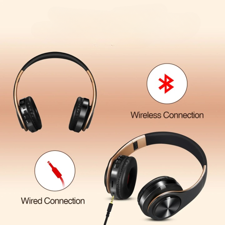 Căști Bluetooth Wireless Gold – Sunet Premium, Design Elegant