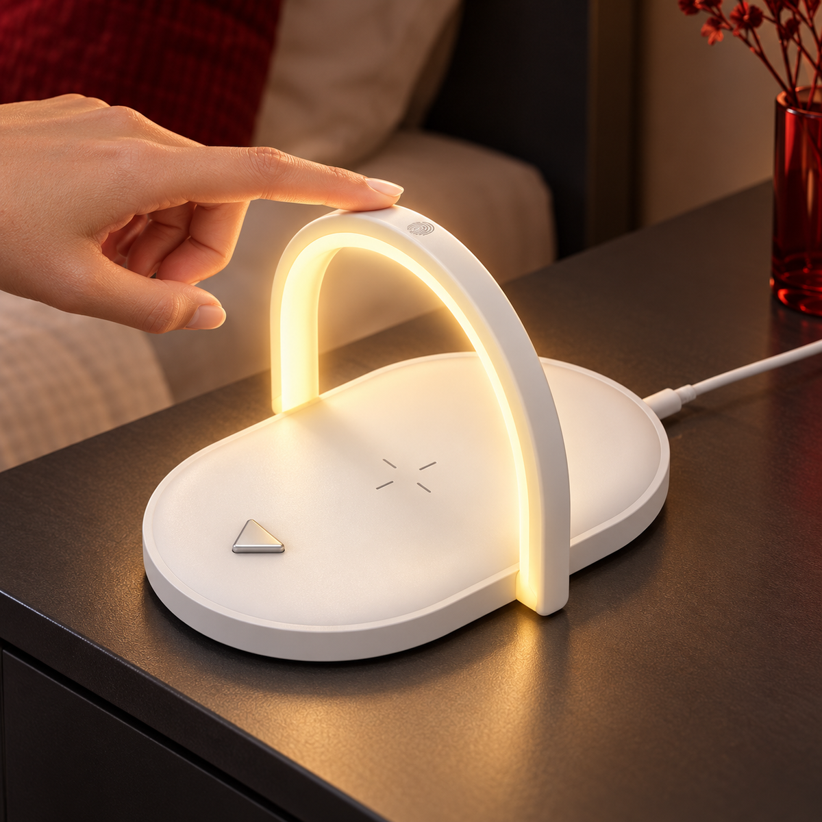 Suport pliabil 3-în-1 cu încărcare wireless și lampă LED