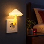 LED Night Light Mushroom Wall Socket Lamp EU US Plug Warm White Light-control Sensor Bedroom Light Home Decoration