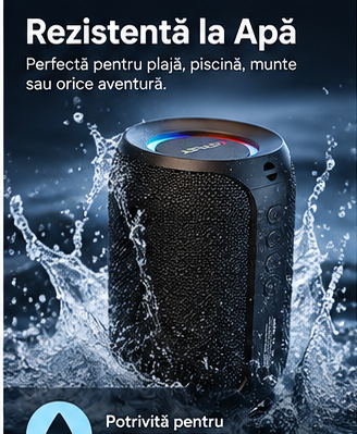 Waterproof Portable Bluetooth Speaker with LED – 15W, Powerful Bass